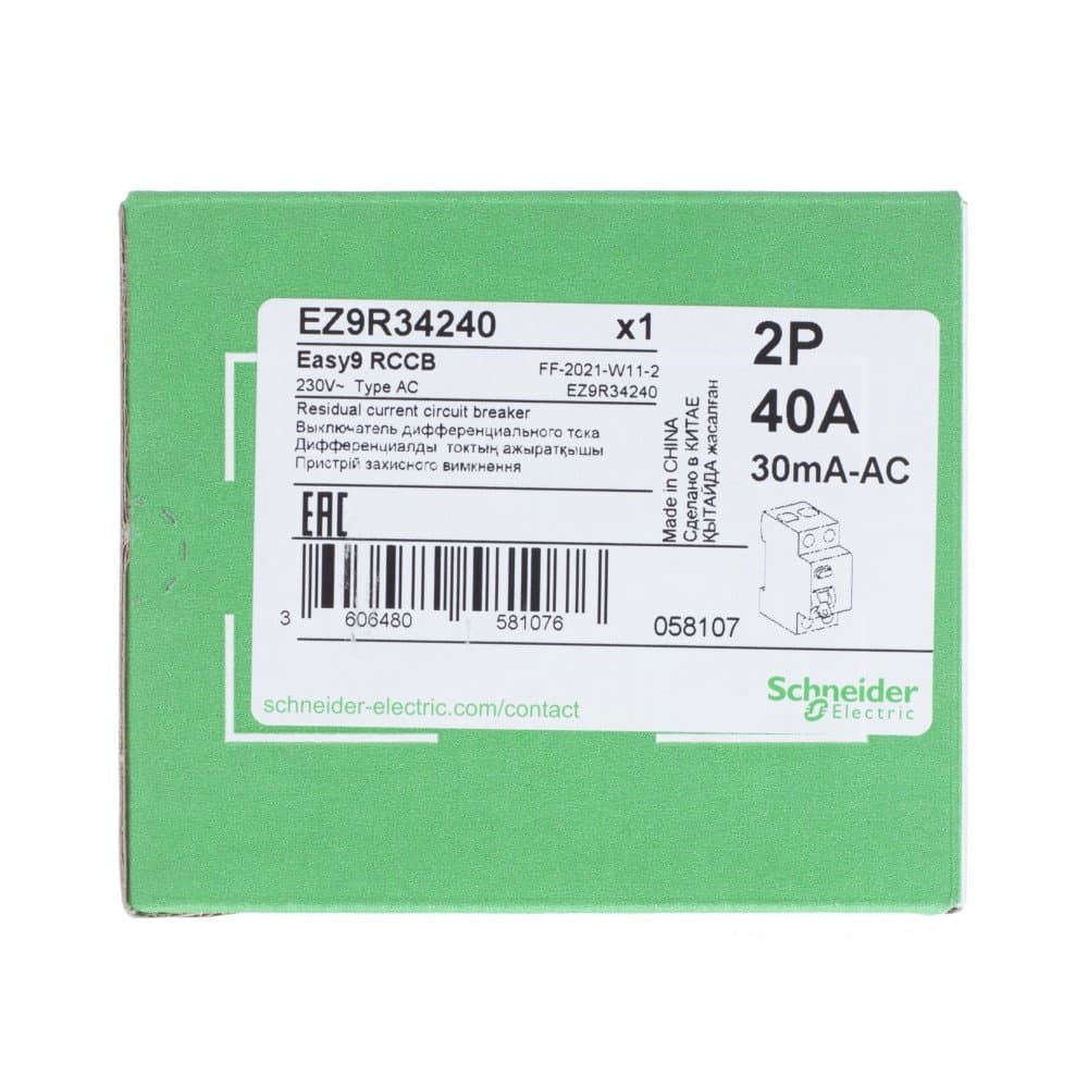 SE EASY 9 УЗО 2P 40А 30мА AC EZ9R34240