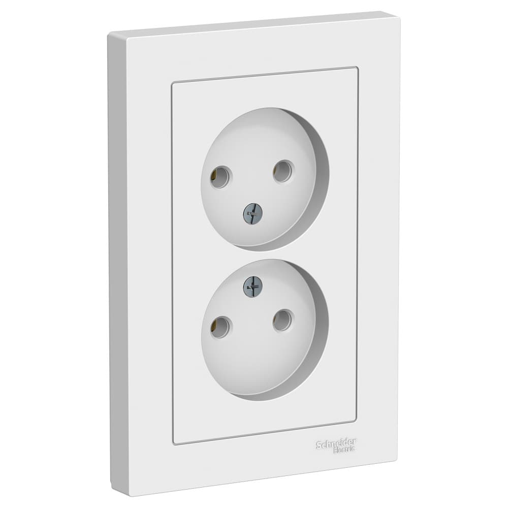 Systeme Electric AtlasDesign Бел Розетка б/з двойная, 16А, в сборе