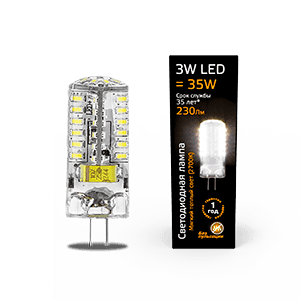 Gauss Лампа G4 AC150-265V 3W 230lm 2700K силикон LED 107707103