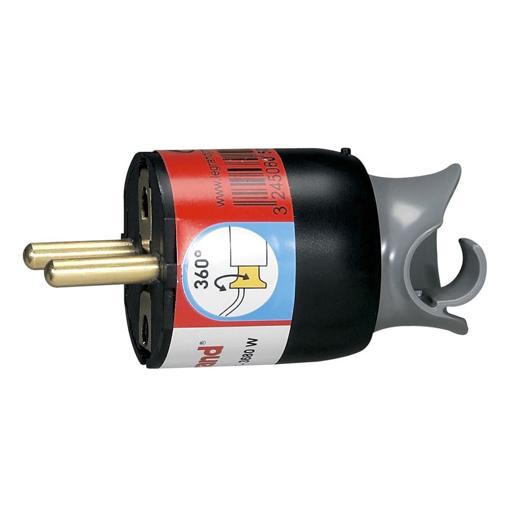 Legrand Элиум Черный Вилка 2Р+Е, 16А, с поворотным механизмом, пластик 050173