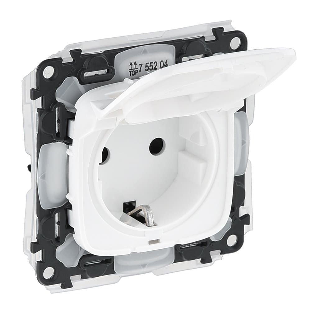 Legrand Valena ALLURE Бел Розетка с/з 1-ная, со шторками, с крышкой IP44 755204