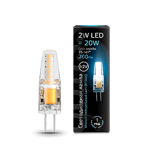 Gauss Лампа G4 12V 2W 200lm 4100K силикон LED 207707202