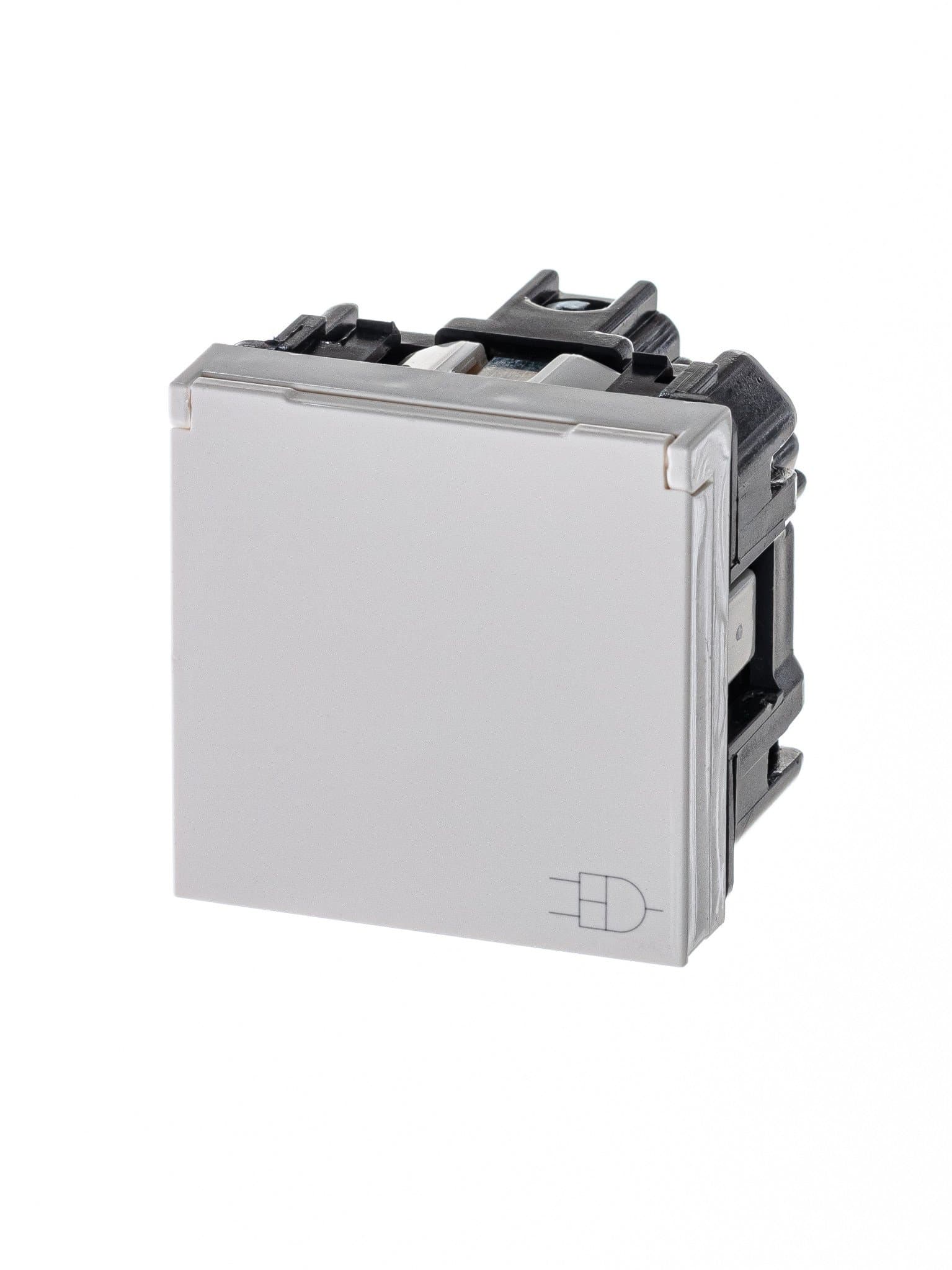 ABB NIE Zenit Бел Розетка с/з с защитными шторками с крышкой 2 мод 2CLA228810N1101