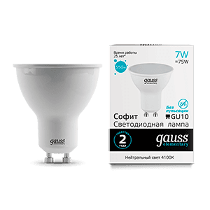 Gauss Лампа Elementary MR16 7W 550lm 4100К GU10 LED 13627