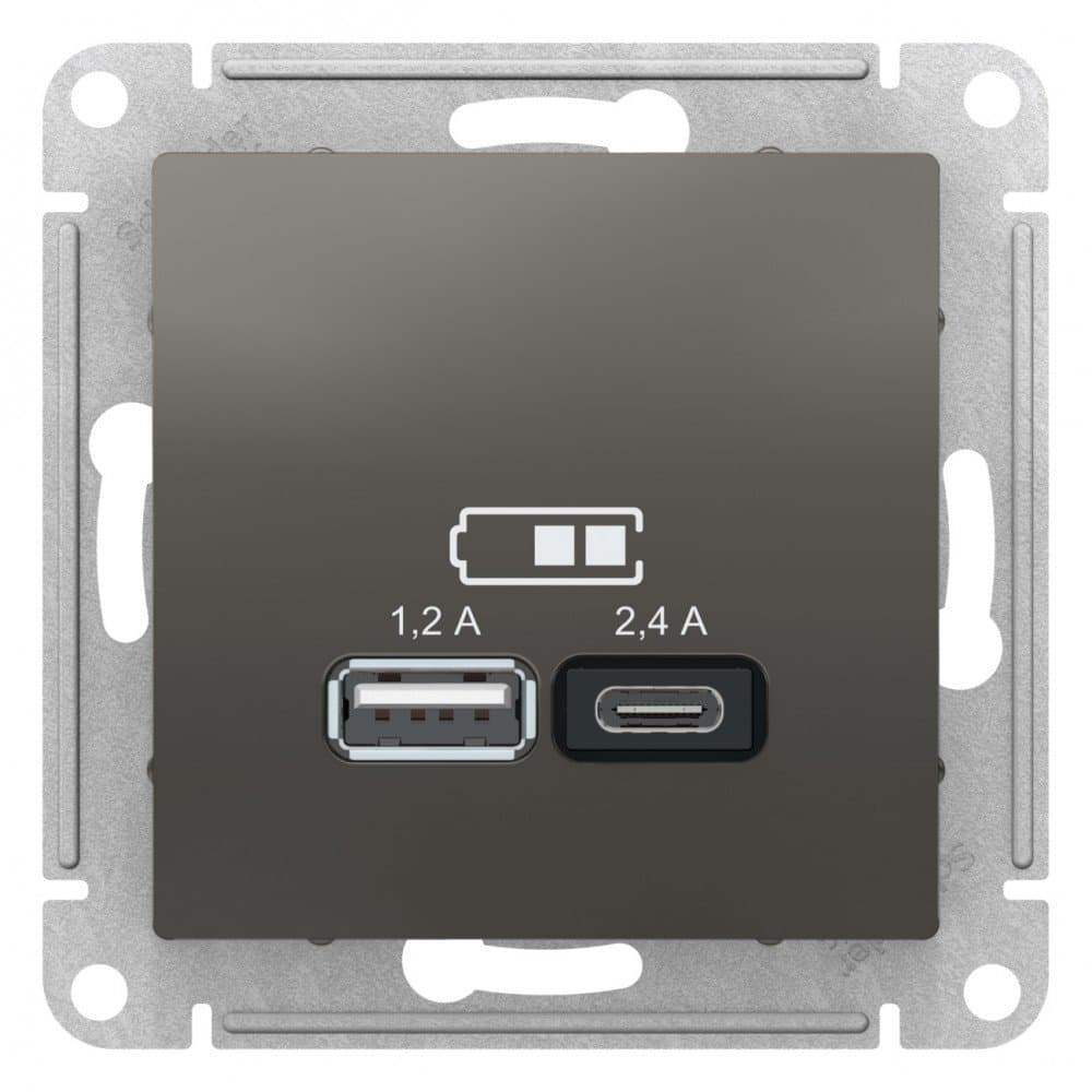 Systeme Electric AtlasDesign Сталь USB A+С, 5В/2,4 А, 2х5В/1,2 А, механизм