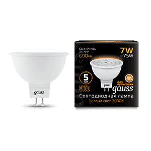 Gauss Лампа MR16 7W 600lm 3000K GU5.3 LED 101505107