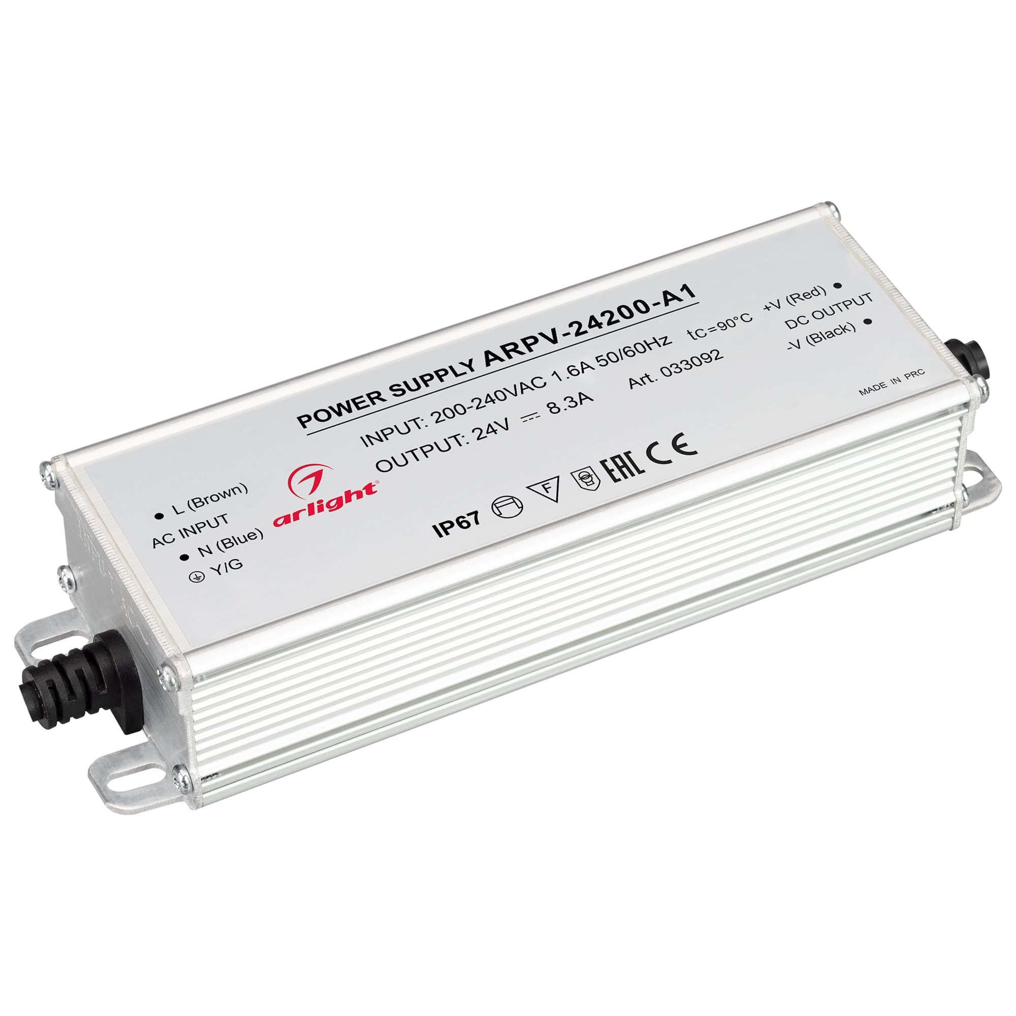 Arlight Блок питания ARPV-24200-A1 (24V, 8.3A, 200W) (IP67 Металл, 3 года) 033092
