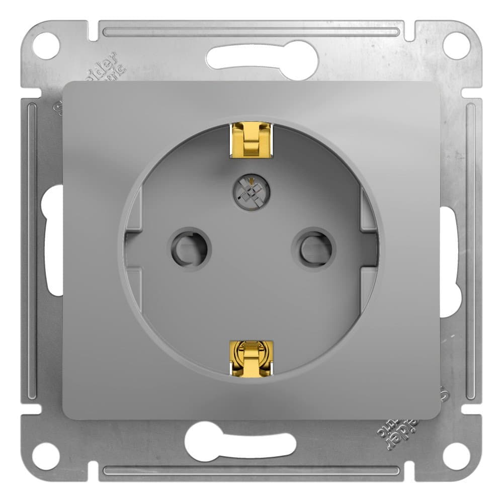 Systeme Electric Glossa Алюминий Розетка с/з со шторками