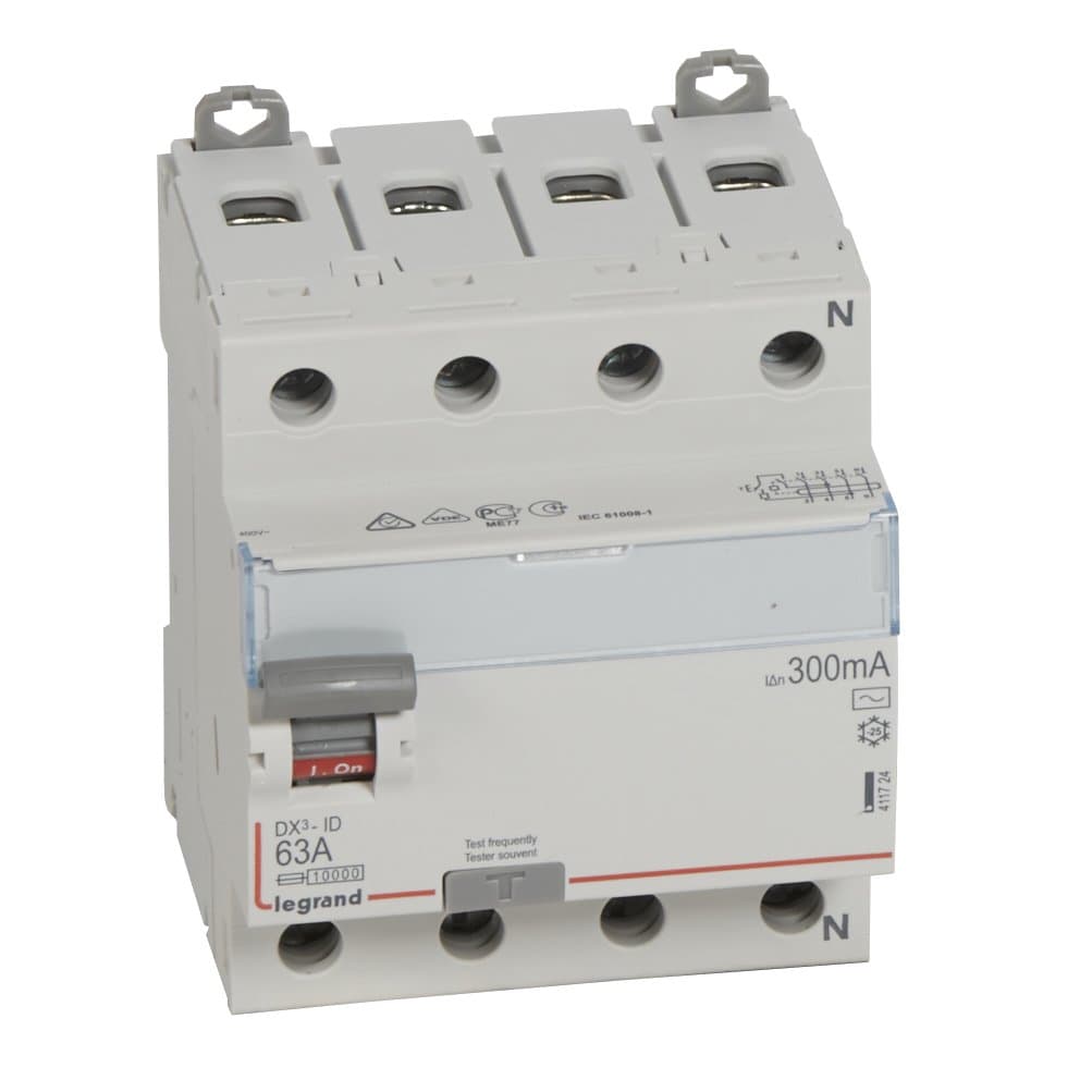 Legrand DX3 УЗО 4P 63А AC 300мА N справа 411724