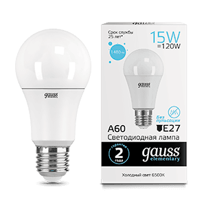 Gauss Лампа Elementary A60 15W 1480lm 6500K E27 LED 23235