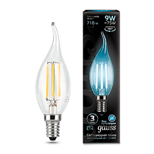 Gauss Лампа Filament Свеча на ветру 9W 710lm 4100К Е14 LED 104801209