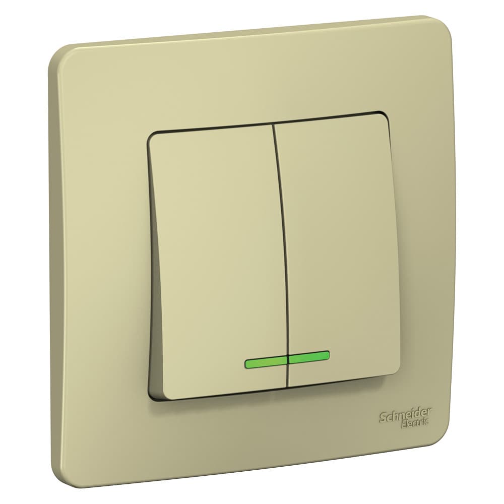 Systeme Electric Blanca внутр Беж Выключатель 2-клавишный (cх.5) с подсветкой, 10А, 250B