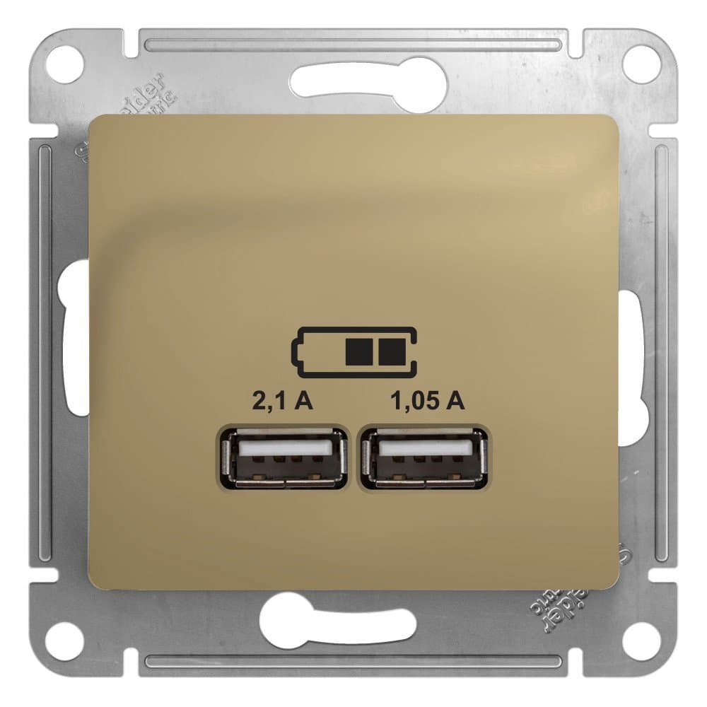 Systeme Electric Glossa Титан Розетка USB 5В/2,1А, 2х5В/1,05А