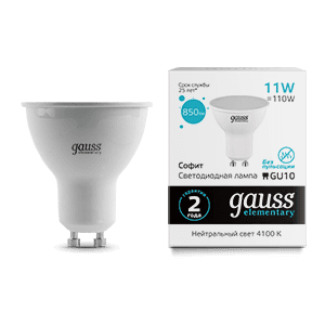 Gauss Лампа Elementary MR16 11W 850lm 4100K GU10 LED 13621