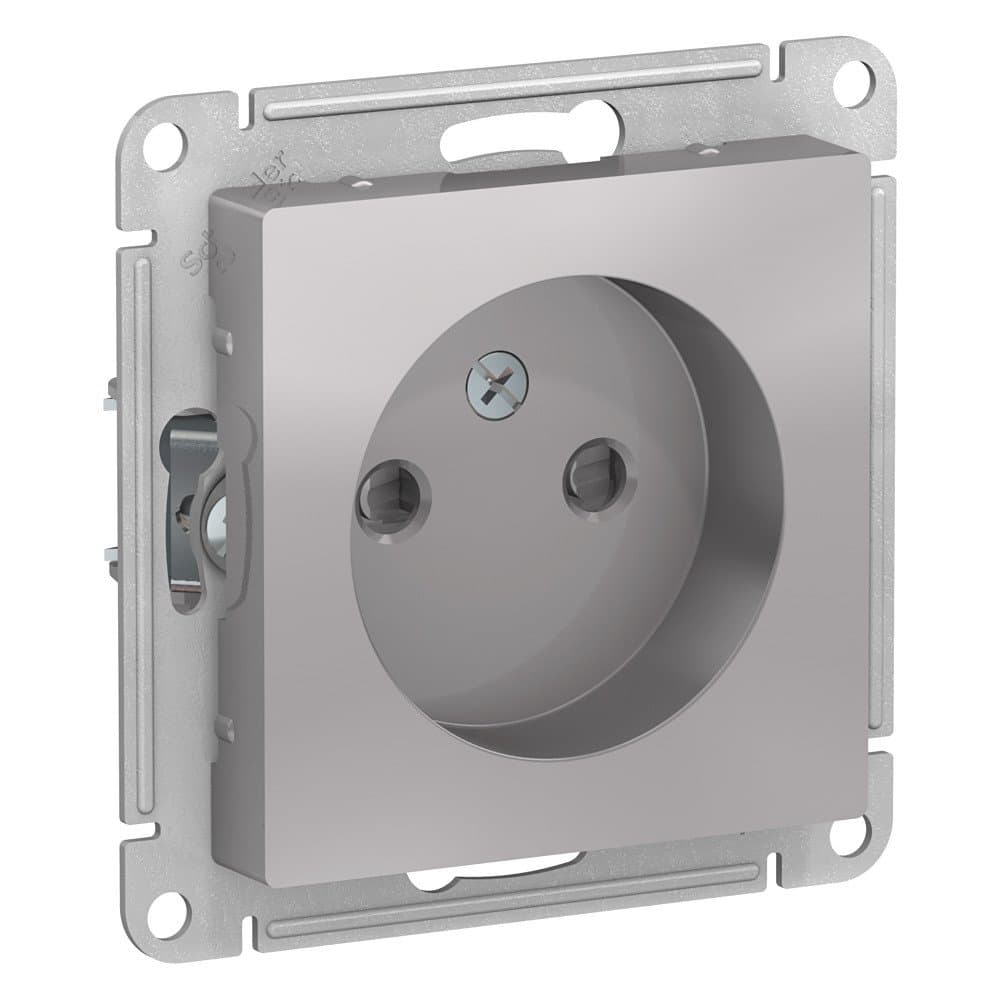 Systeme Electric AtlasDesign Алюминий Розетка б/з со шторками, 16А, механизм