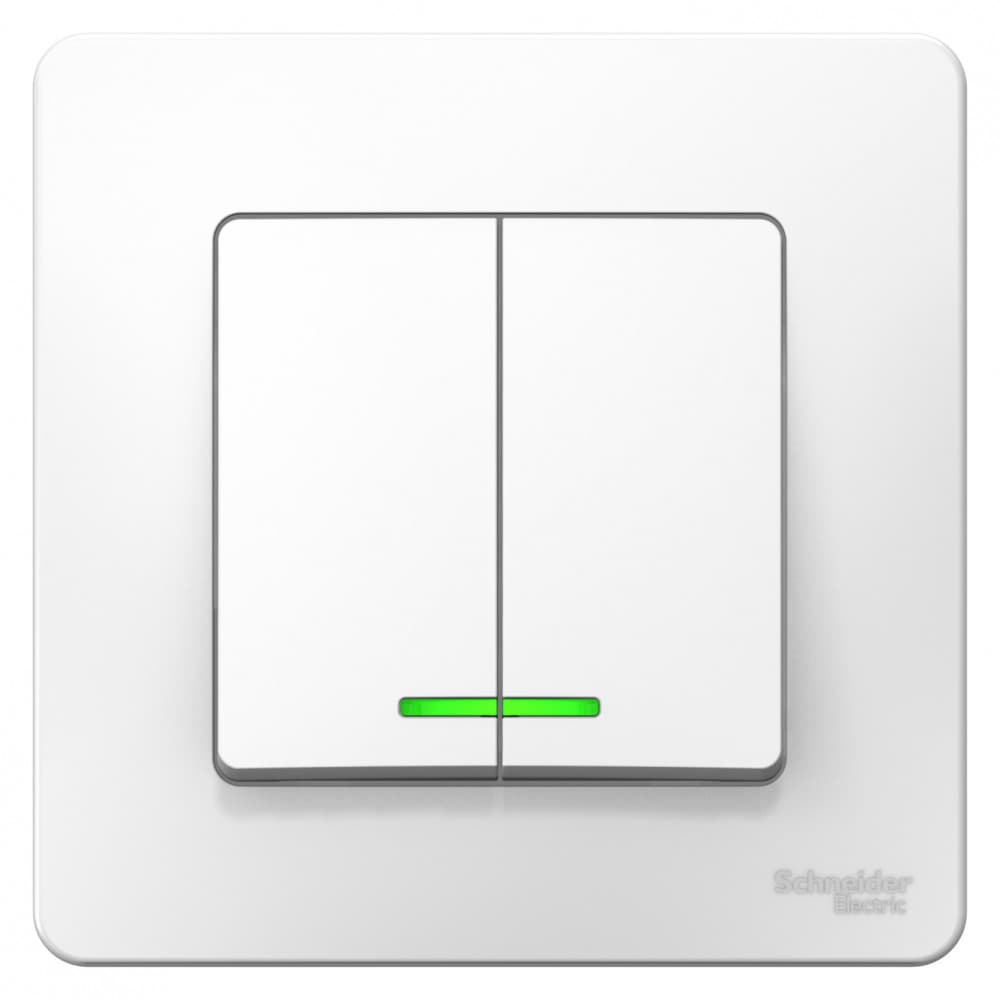 Systeme Electric Blanca внутр Бел Выключатель 2-клавишный с подсветкой, 6А, 250В