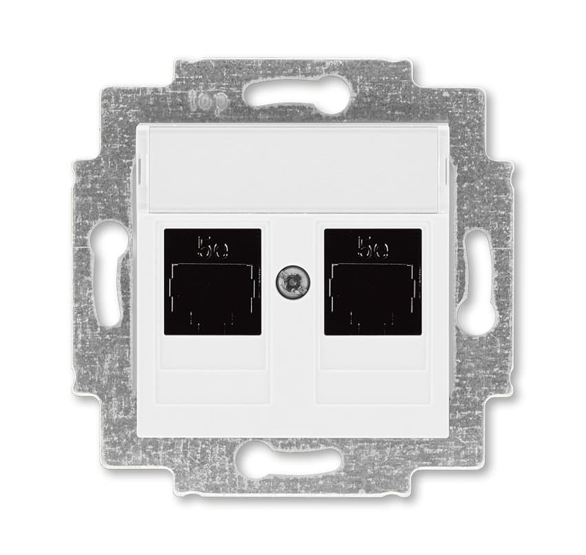 ABB EPJ Levit белый / белый Розетка компьютерная, 2хRJ45 кат,5e, белый 2CHH295118A6003