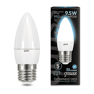 Gauss Лампа Свеча 9.5W 950lm 4100К E27 LED 103102210