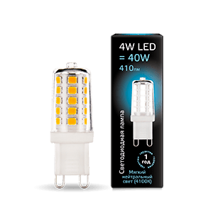 Gauss Лампа G9 AC185-265V 4W 410lm 4100K керамика LED 107309204