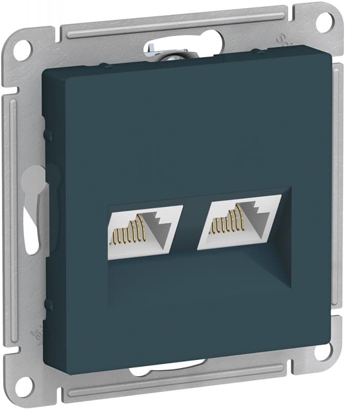 Systeme Electric AtlasDesign Изумруд Розетка двойная компьютерная RJ45+RJ45, кат.5E, механизм