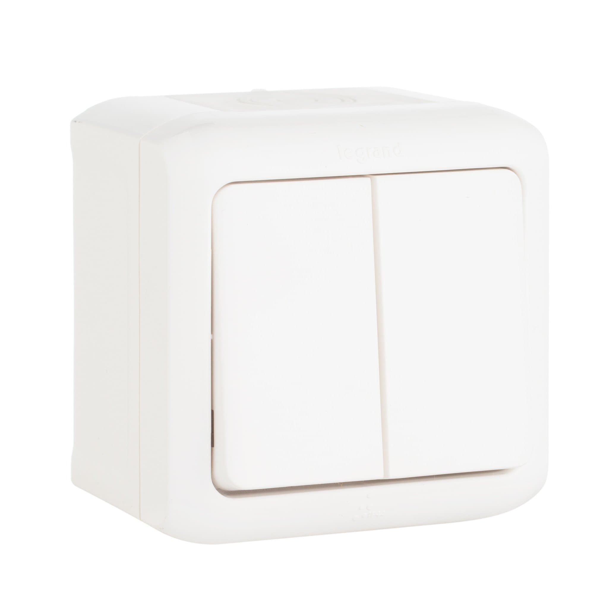 Legrand Quteo Белый Переключатель 2-клавишный IP44 10А 782301