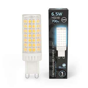 Gauss Лампа G9 AC185-265V 6,5W 770lm 4100K керамика LED 107309206