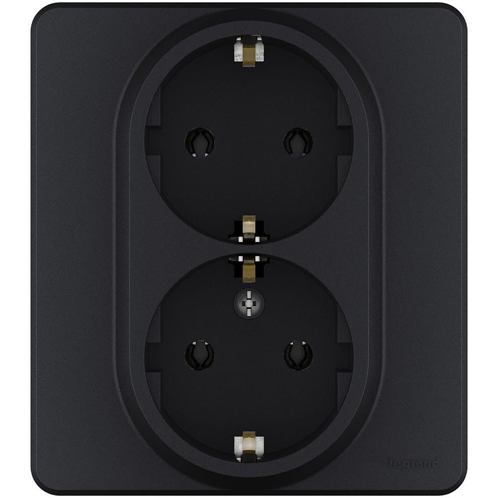 Legrand INSPIRIA Антрацит Розетка 2 x 2К+З - немецкий стандарт - 16 А - 250 В 673753