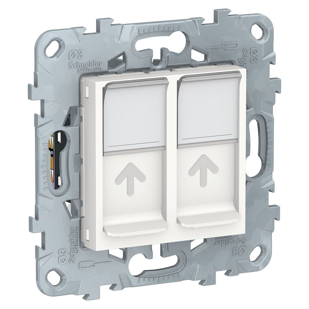 SE Unica New Бел Розетка компьютерная, RJ45, двойная, кат. 6 UTP NU542418
