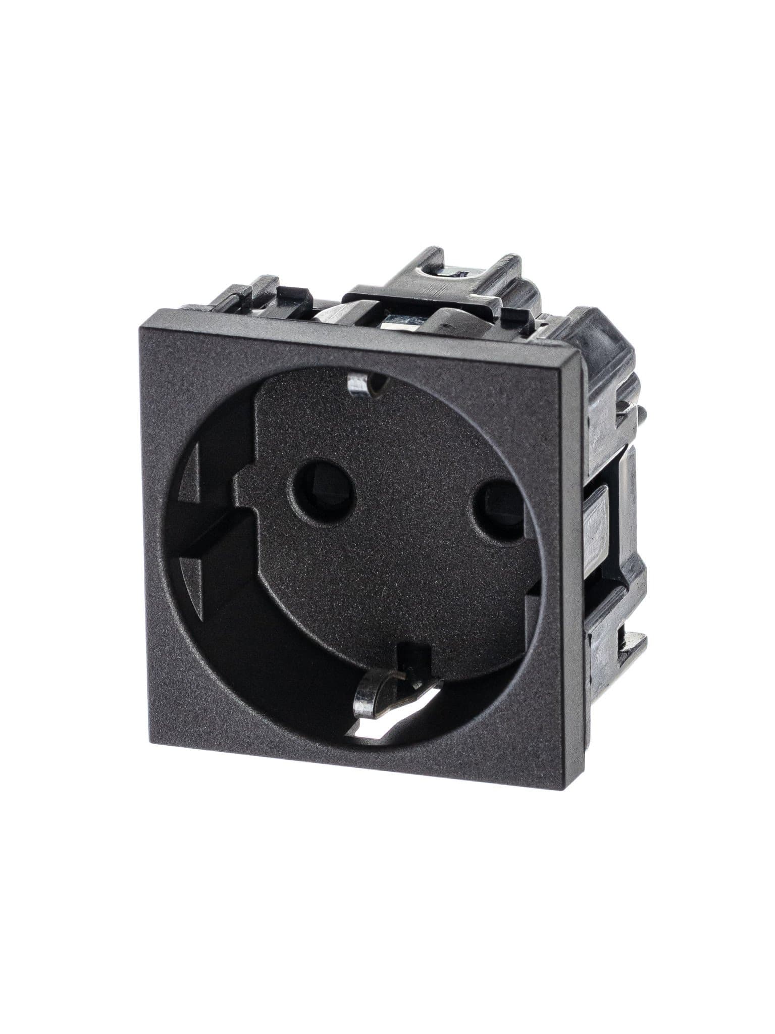 ABB NIE Zenit Антрацит Розетка с/з с защитными шторками, винт. зажим, 2 мод 2CLA228800N1801