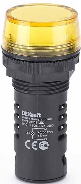 Dekraft Лампа комм. ADDS D22 LED жел. 220В AC/DC ЛK-22