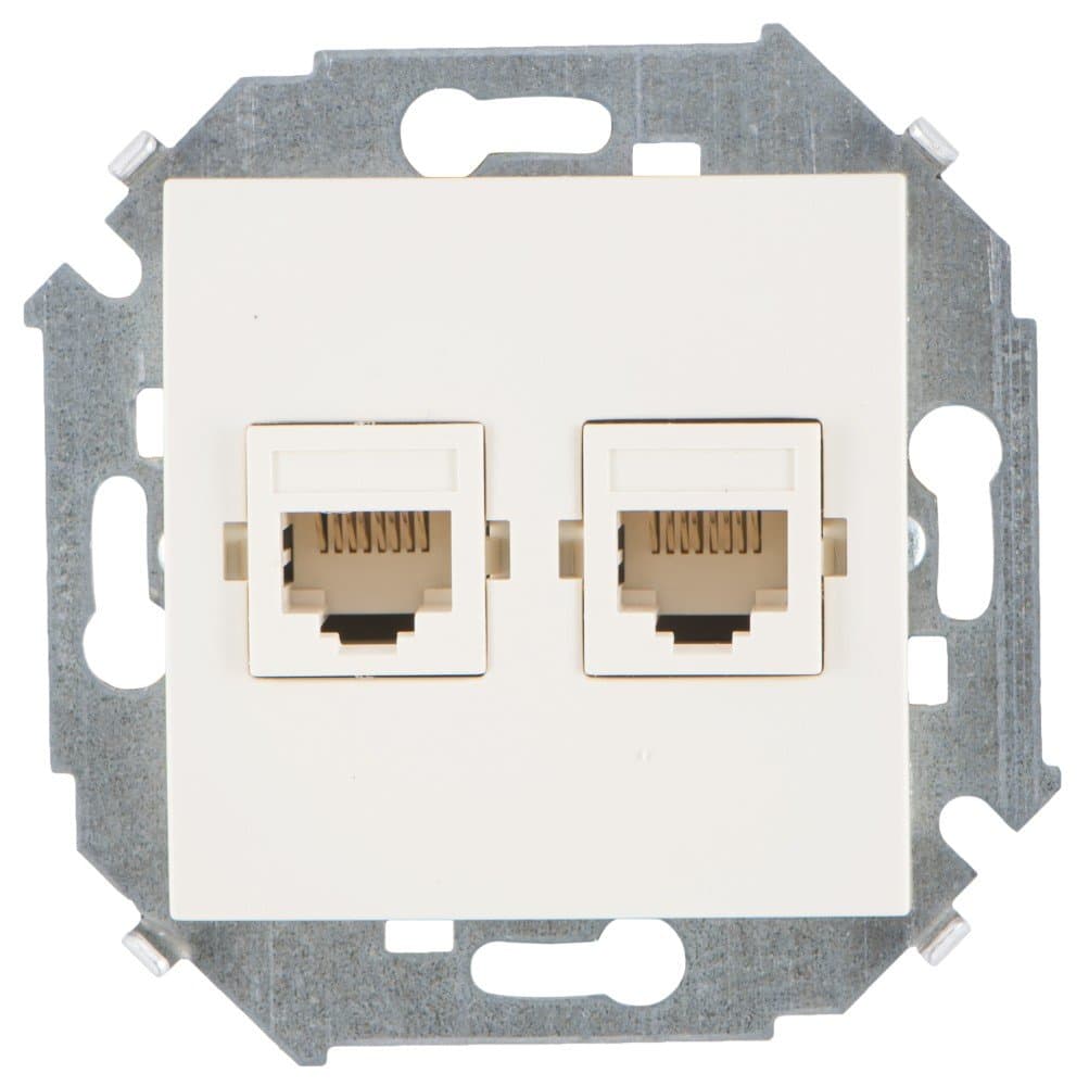 Simon 15 Бежевая Розетка компьютерная 2-ая RJ45 кат.5е 1591593-031