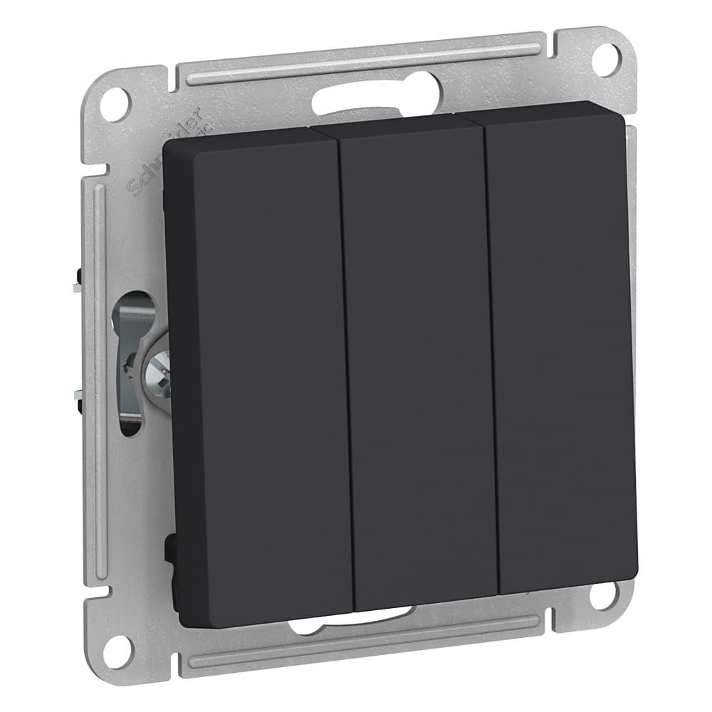 Systeme Electric AtlasDesign Карбон Выключатель 3-клавишный сх.1+1+1, 10АХ, механизм