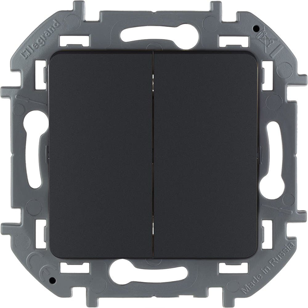 Legrand INSPIRIA Антрацит Выключатель двухклавишный 10 AX - 250 В 673623