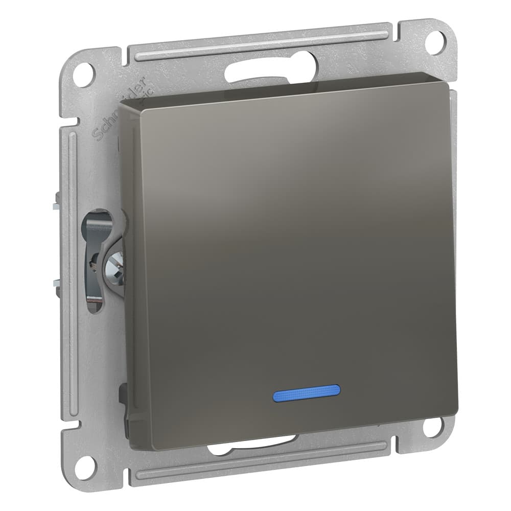 Systeme Electric AtlasDesign Сталь Выключатель 1-клавишный с подсветкой, сх.1а, 10АХ, механизм