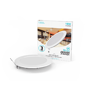 Gauss Светильник Slim круг 18W 1350lm 4000K 180-265V IP20 монтаж Ø210 225*22 LED 939111218