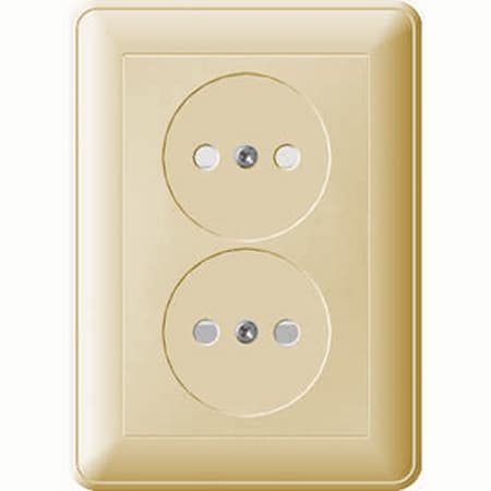 Systeme Electric Wessen 59 Беж Розетка 2-ая б/з со шторками, (в сборе, с рамкой)