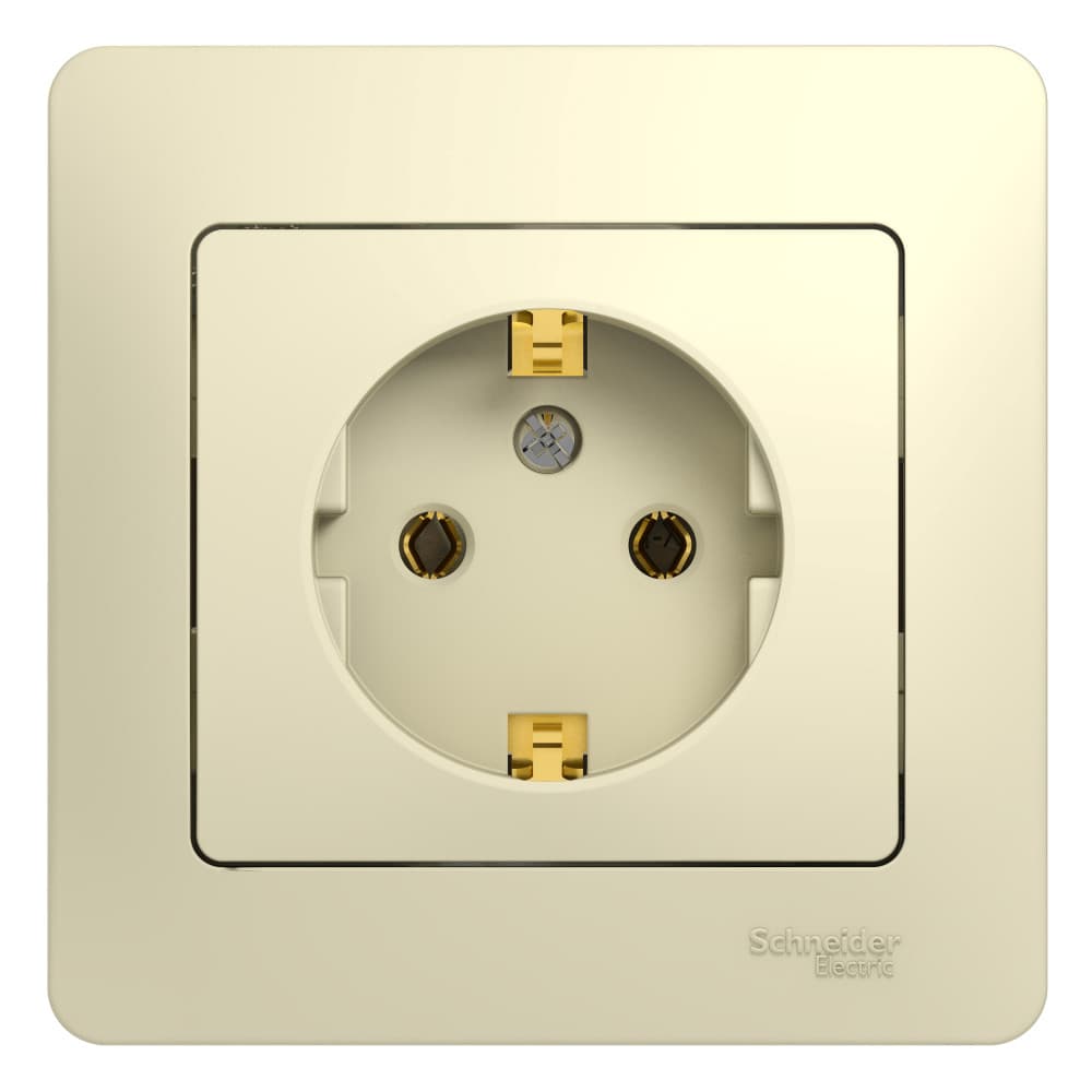 Systeme Electric Glossa Беж Розетка с/з (в сборе с рамкой)
