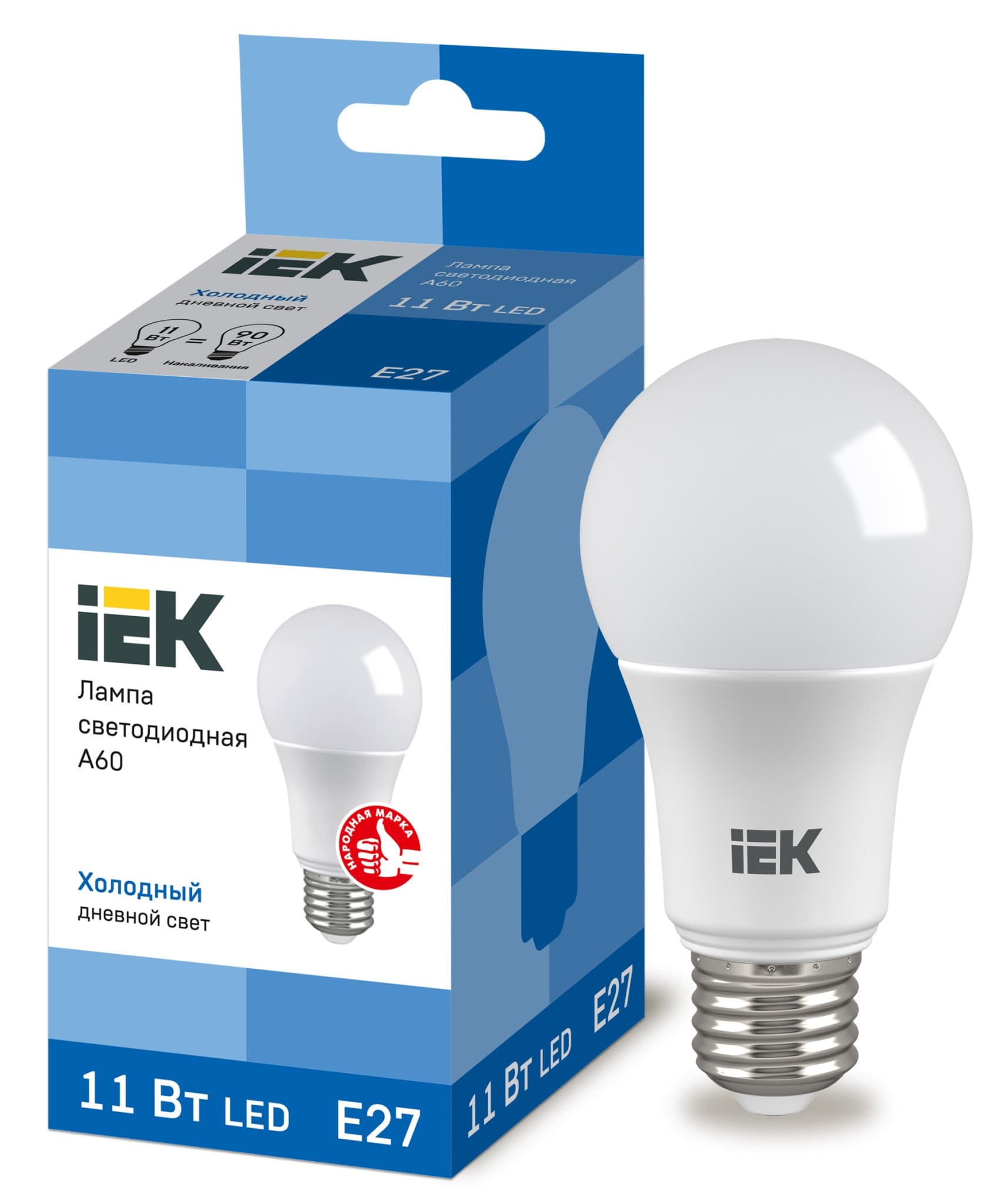 IEK Лампа светодиодная ECO A60 шар 11Вт 230В 6500К E27
