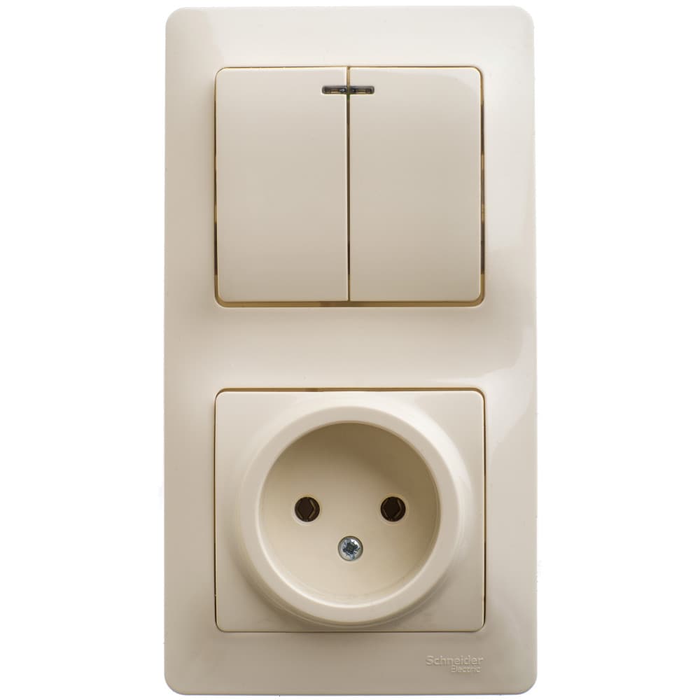 Systeme Electric Glossa Беж Блок: розетка и 2-кл. выключатель