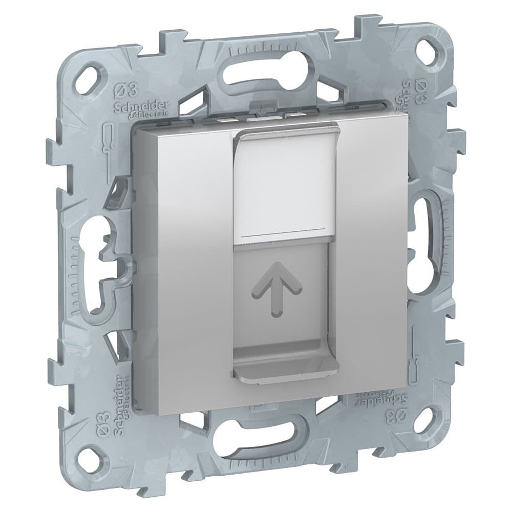 SE Unica New Алюминий Розетка компьютерная, RJ45, одиночная кат. 6 UTP NU541530