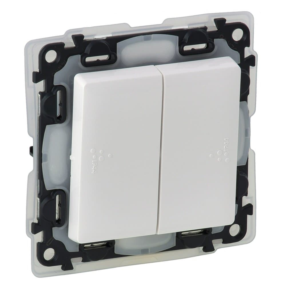 Legrand Valena LIFE DIY Бел Выключатель 2-х клавишный 10А 250В (IP44) 752155