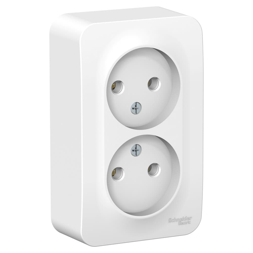 Systeme Electric Blanca наруж Бел Розетка 2-ая б/з без шторок, 16А, 250В, монтажная плата