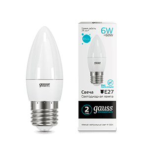 Gauss Лампа Elementary Свеча 6W 450lm 4100K Е27 LED 33226