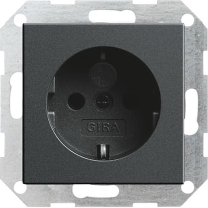 Gira S-55 Антрацит Розетка с/з с затвором (shutter) и символом 045328