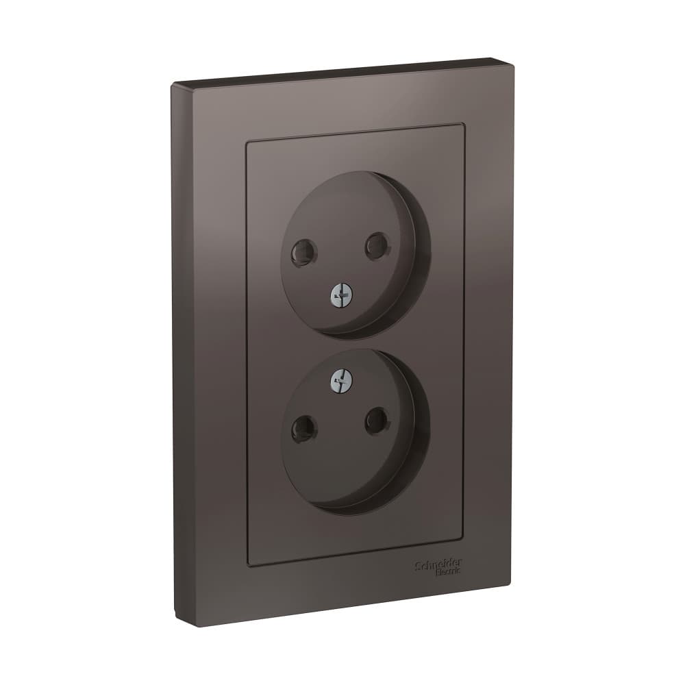 Systeme Electric AtlasDesign Мокко Розетка б/з двойная, со шторками,16А, в сборе