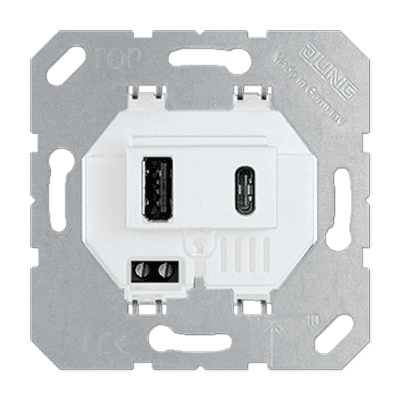 JUNG USB-зарядное устройство, Белый, USB тип А + USB тип С, выходной ток 3000 mA универсальные встраиваемые механизмы USB15CAWW