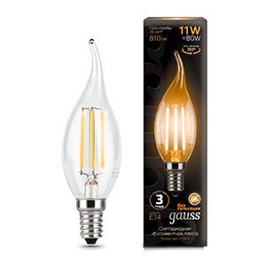 Gauss Лампа Filament Свеча на ветру 11W 810lm 2700К Е14 LED 104801111