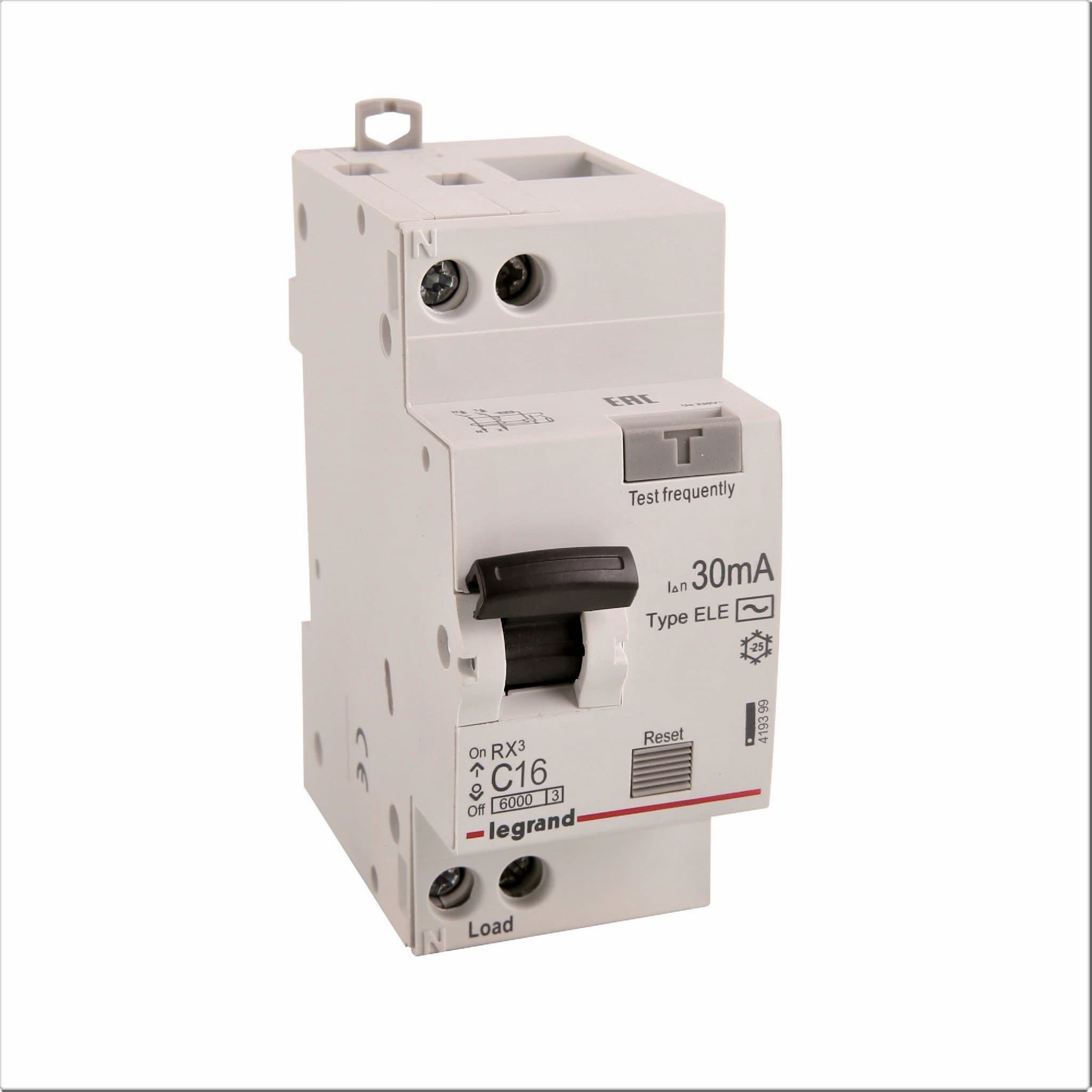 Legrand RX3 Автоматический выключатель дифференциального тока 1P+Н 30мА 16А (AC) 419399