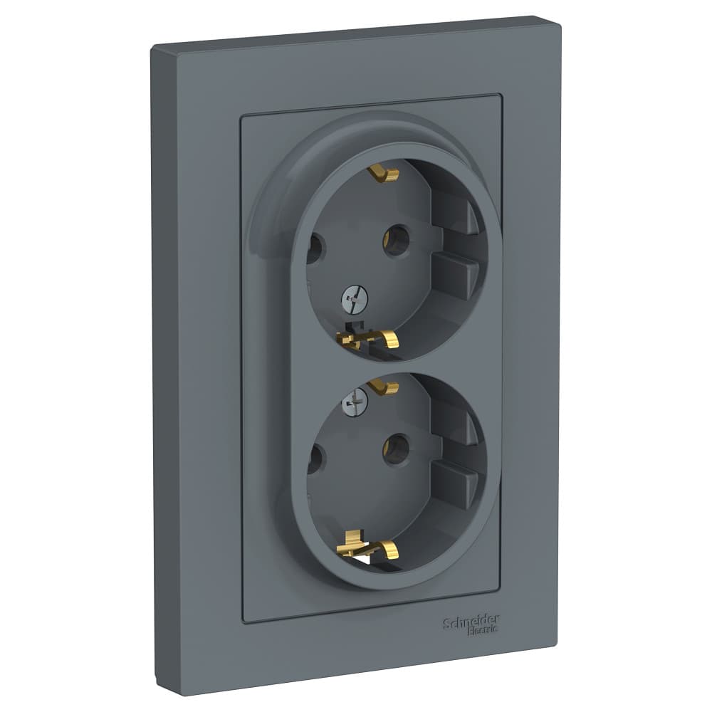 Systeme Electric AtlasDesign Грифель Розетка с/з двойная, 16А, в сборе