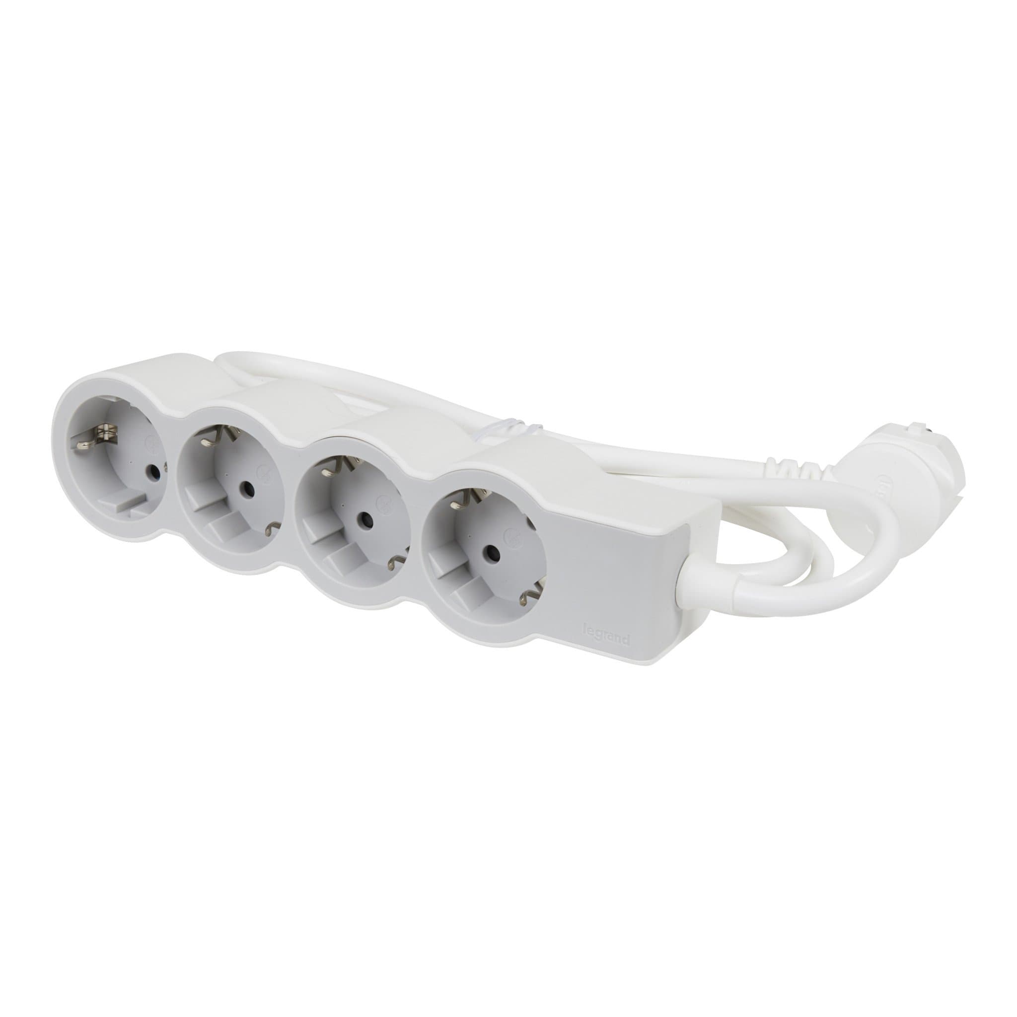 Legrand Revolution Стандарт Бело-серый Удлинитель 4x2К+З, кабель 1,5м 694552